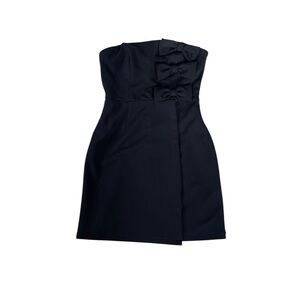 Aqua Black Strapless Dress with Bow Detail